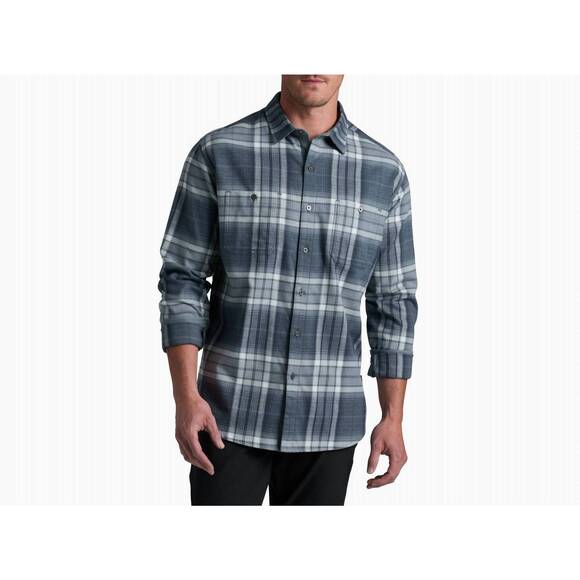 NEW KUHL fugitive flannel long sleeve shirt in steel blue